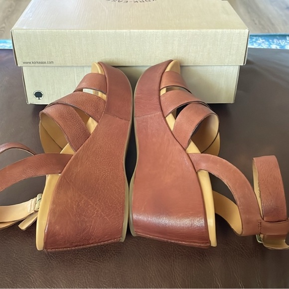 Kork-Ease Tan Leather Wedge Sandals - Picture 1 of 5